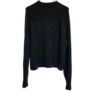 J Crew Sweater Women Large Black Merino Wool Cozy Relaxed Fit Classic Cowl Neck